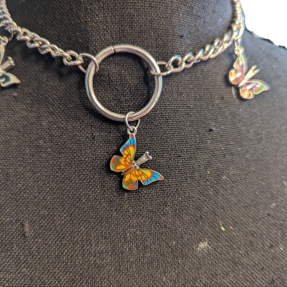 π Rainbow Butterfly Choker Necklace - Picture 2 of 3